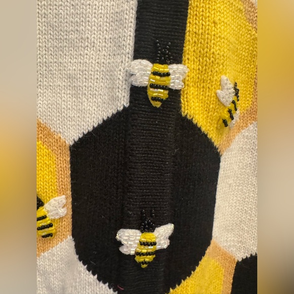 RARE Storybook Knits Bumble Bee Themed Cardigan Sweater Button Beaded Medium - Picture 3 of 8